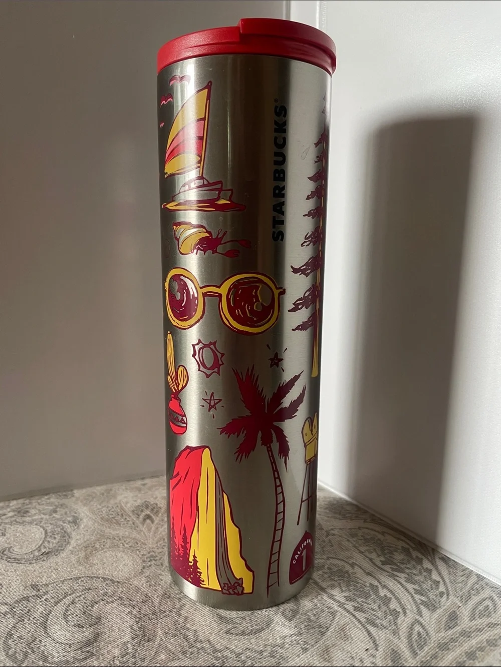 Starbucks Stainless Steel Tumbler - California- Red and Yellow - never used